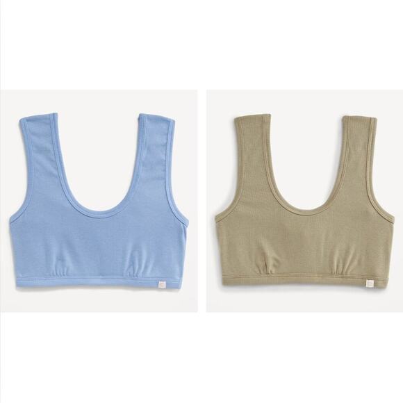 Old Navy Loves You Rib Knit Bralette Bundle of 2 XXL Comfort Lounge Blue Olive - Picture 1 of 9